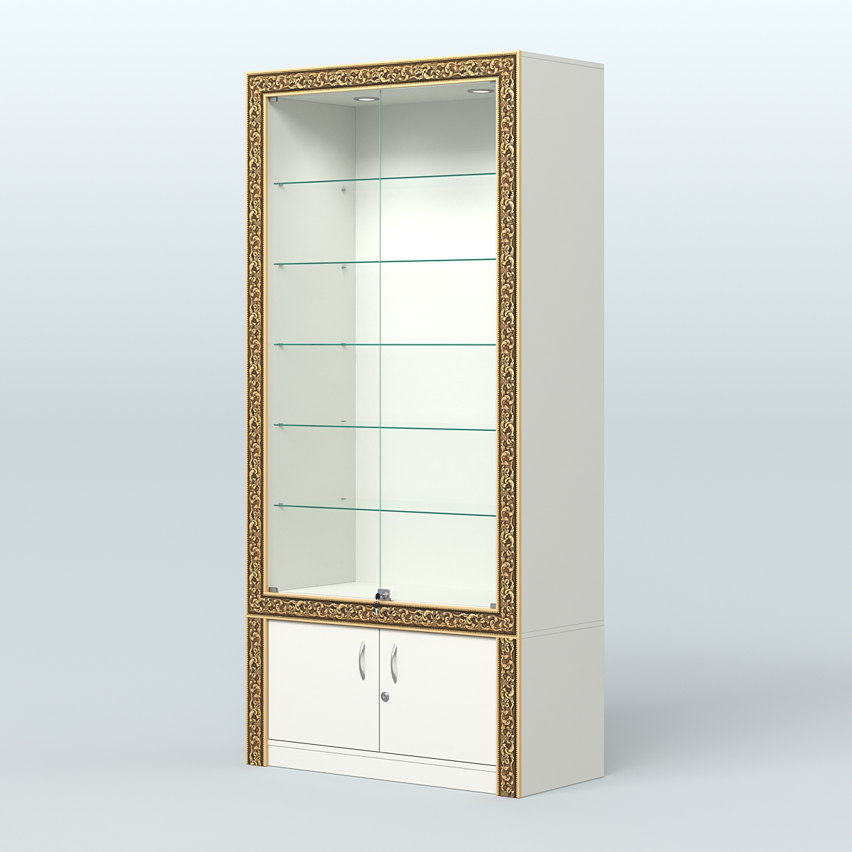 Витрина прямоугольная с декором №ВБА-501 Белый