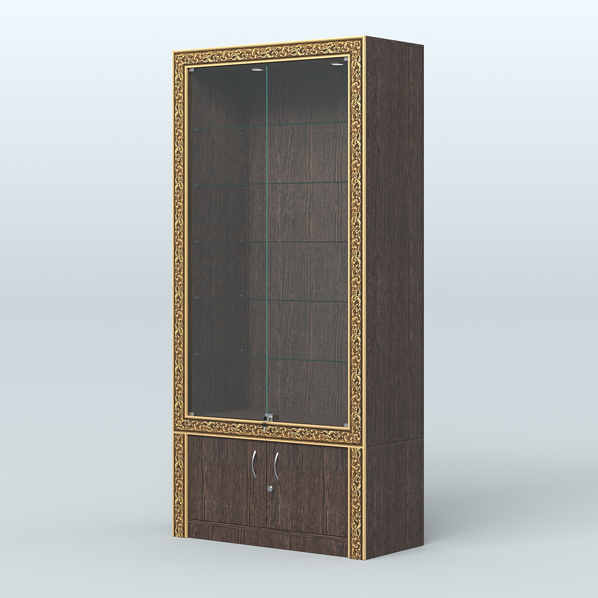 Витрина прямоугольная с декором №ВБА-501 Дуб Венге