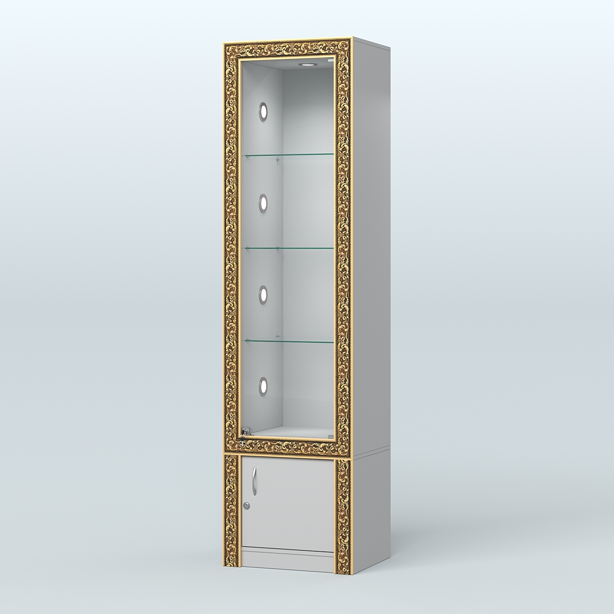 Витрина с декором и накопителем №ВБА-2С Серый