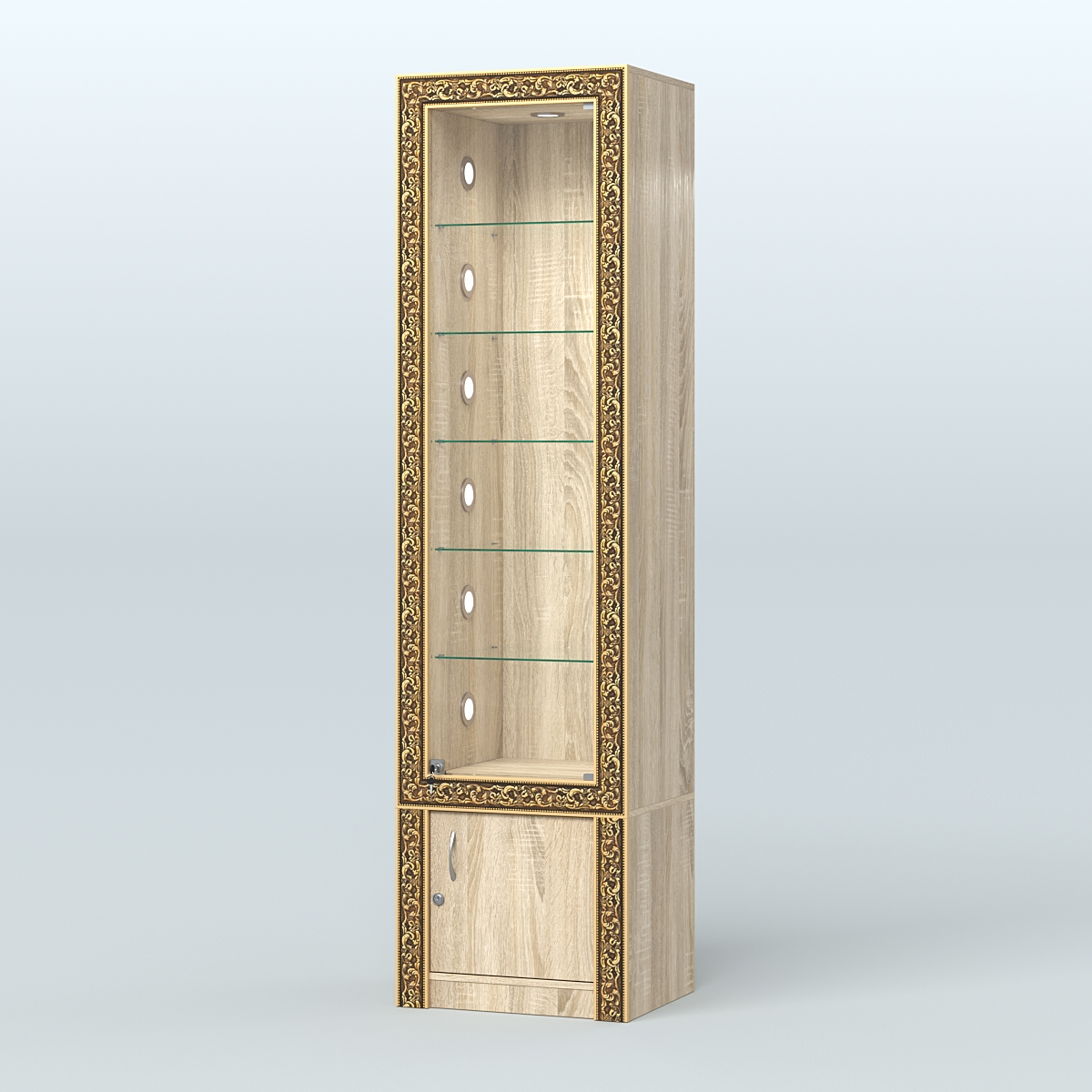 Витрина высокая с декором №ВБА-502С Дуб сонома