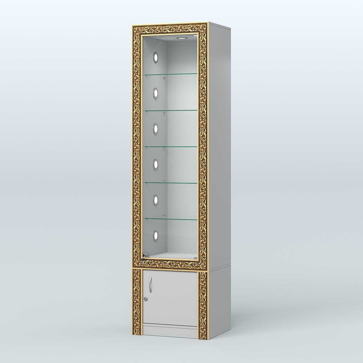 Витрина высокая с декором №ВБА-502С Серый