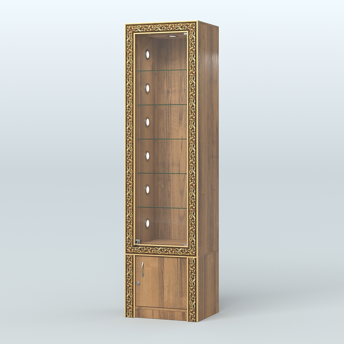 Витрина высокая с декором №ВБА-502С Орех