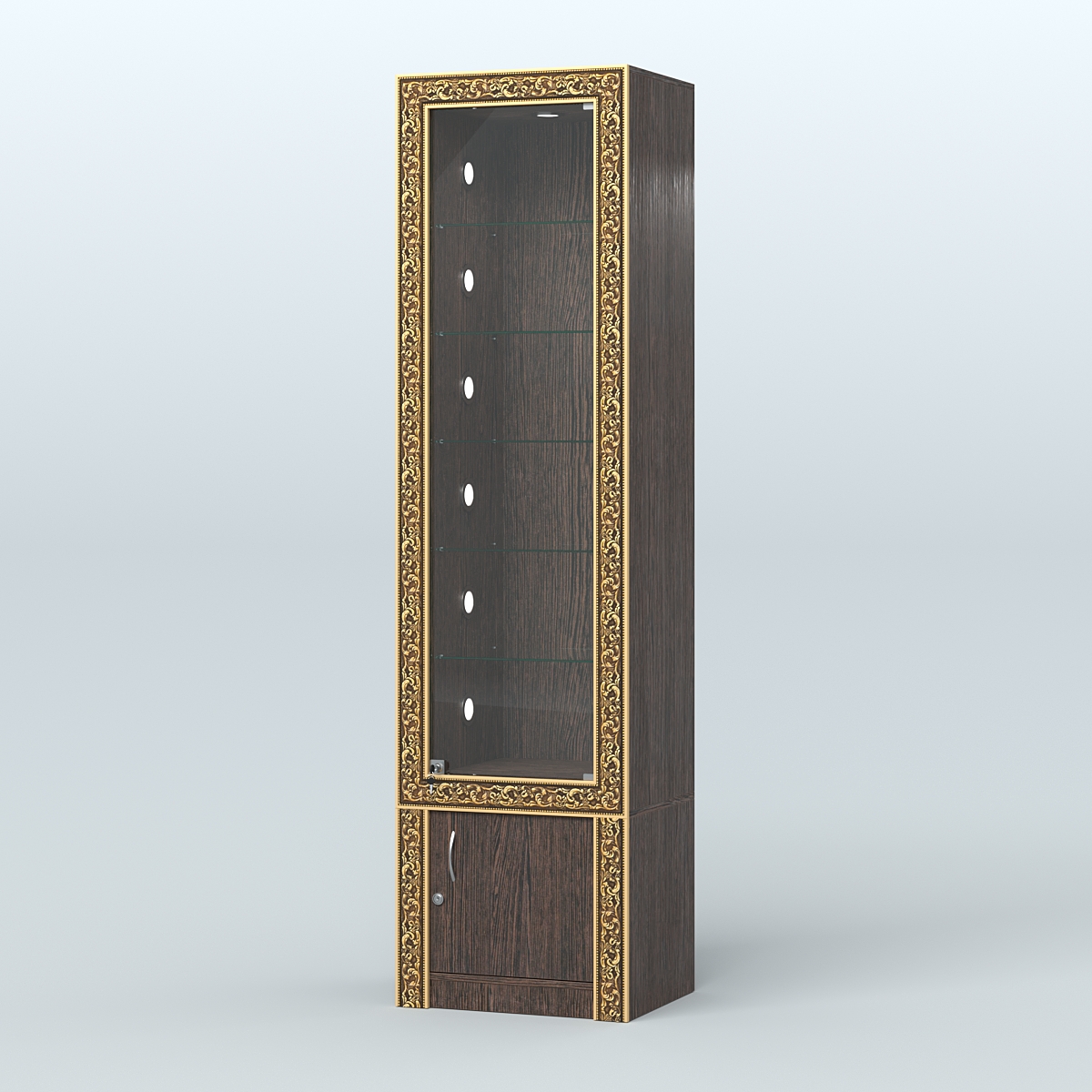 Витрина высокая с декором №ВБА-502С Дуб Венге