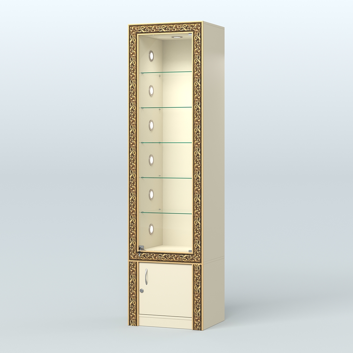 Витрина высокая с декором №ВБА-502С Крем Вайс