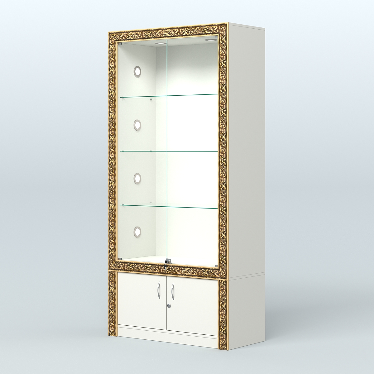 Витрина с декором и тумбой №ВБА-1С Белый