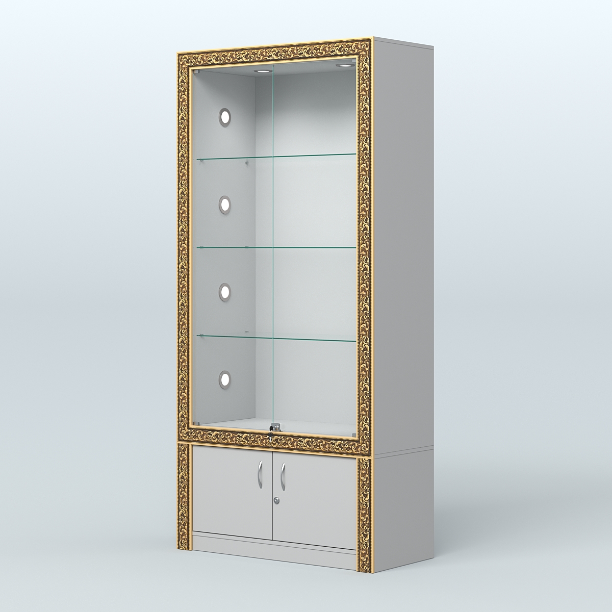 Витрина с декором и тумбой №ВБА-1С Серый
