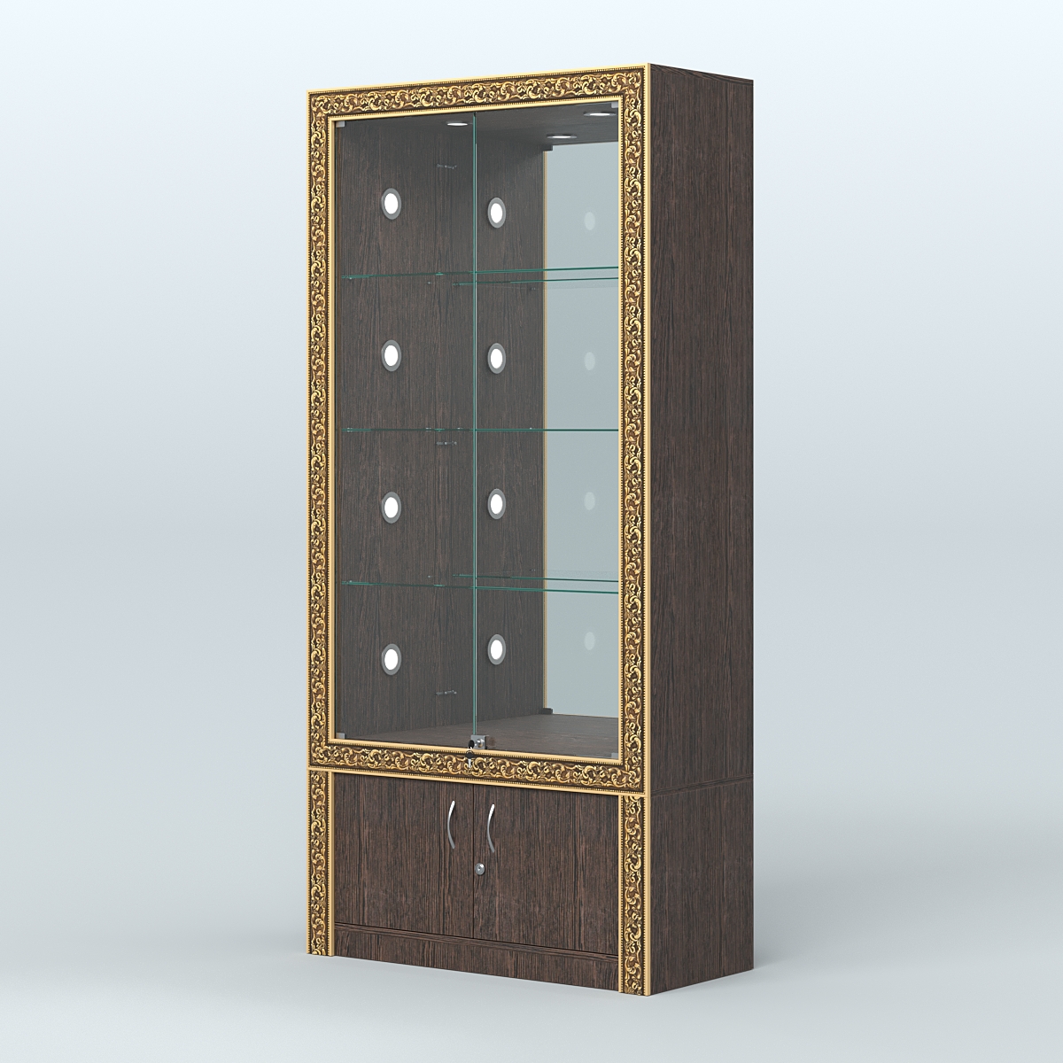 Витрина выставочная с декором №ВБА-3С Дуб Венге