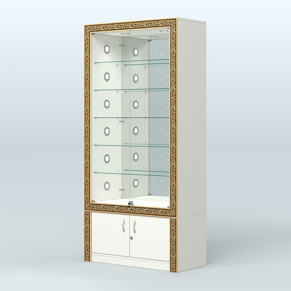 Витрина центральная с декором №ВБА-503С Белый