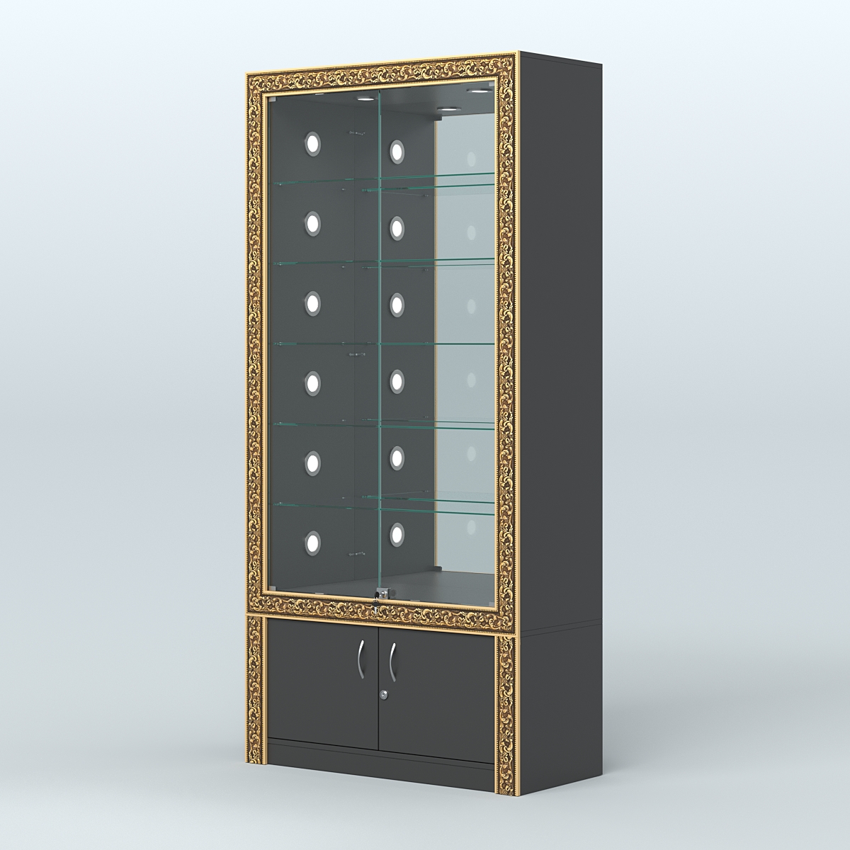 Витрина центральная с декором №ВБА-503С Черный