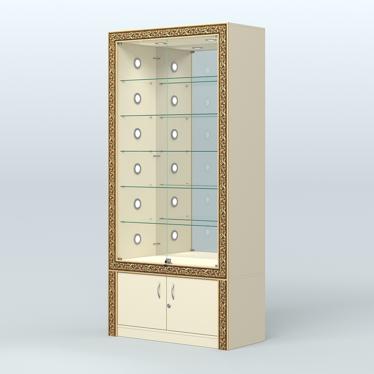 Витрина центральная с декором №ВБА-503С Крем Вайс