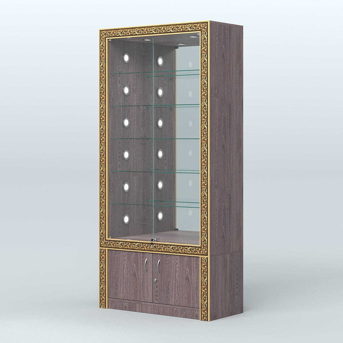 Витрина центральная с декором №ВБА-503С Ясень Анкор темный