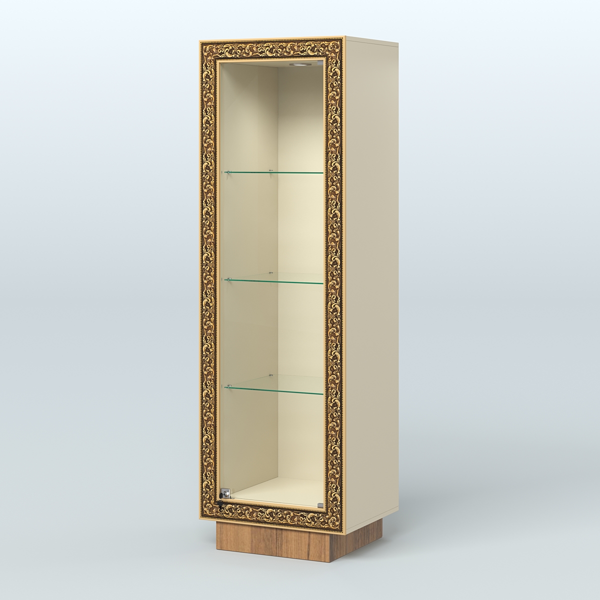 Низкая витрина из ДСП с декором НБА-1 Крем Вайс + Орех