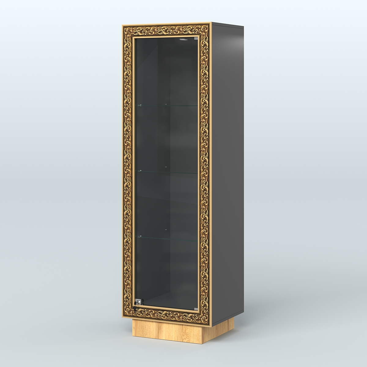 Низкая витрина из ДСП с декором НБА-1 Черный и Дуб Золотистый 10-U1148