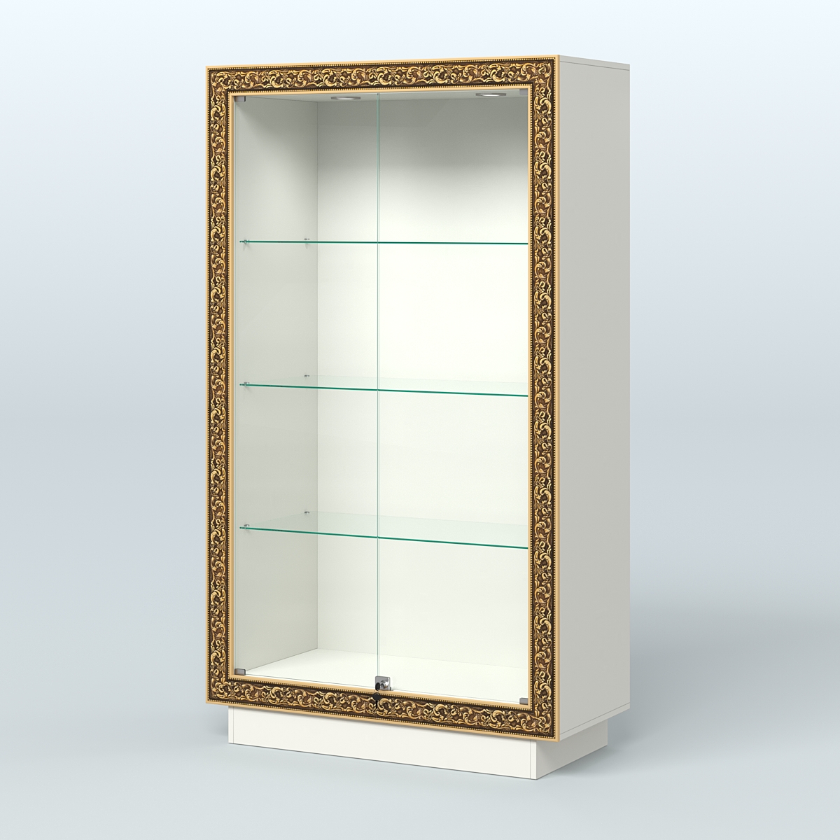 Низкая витрина с декором и верхней подсветкой НБА-5 Белый