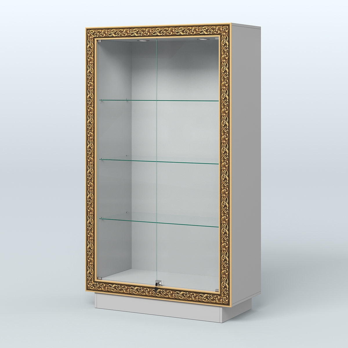 Низкая витрина с декором и верхней подсветкой НБА-5 Серый