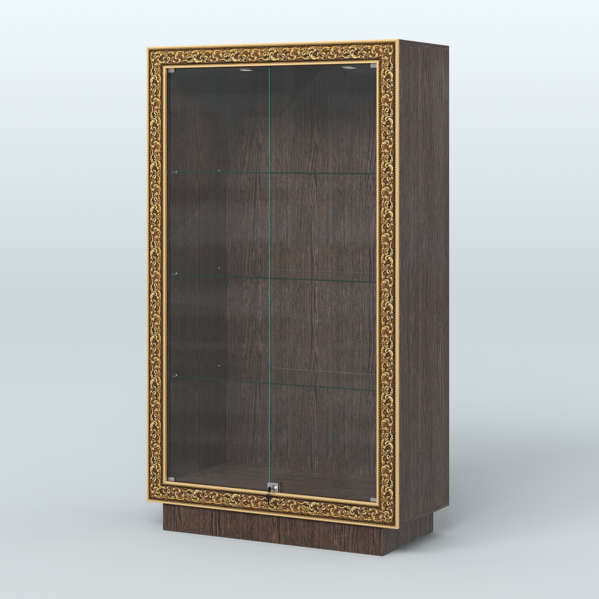 Низкая витрина с декором и верхней подсветкой НБА-5 Дуб Венге