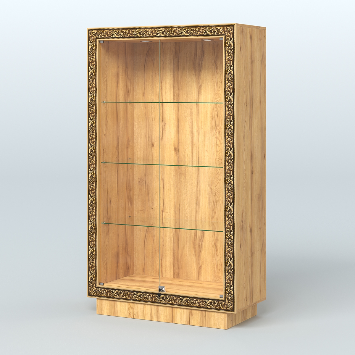 Низкая витрина с декором и верхней подсветкой НБА-5 Дуб Золотистый