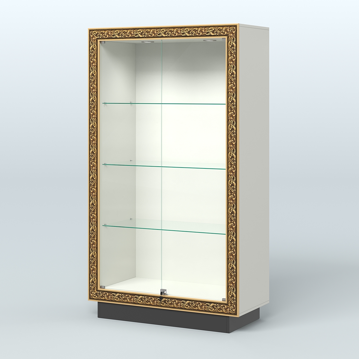 Низкая витрина с декором и верхней подсветкой НБА-5 Белый и Черный