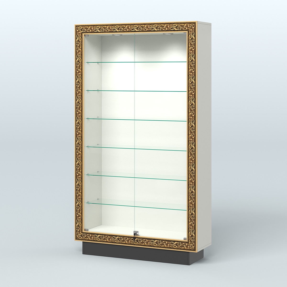 Низкая узкая витрина с декором НБА-9 Белый и Черный