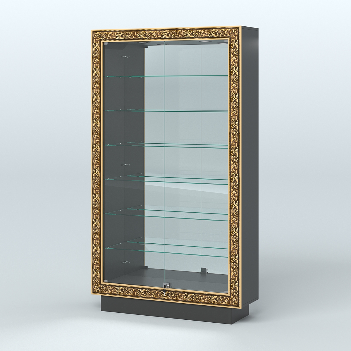 Низкая витрина с декором и узкими полками НБА-11 Черный