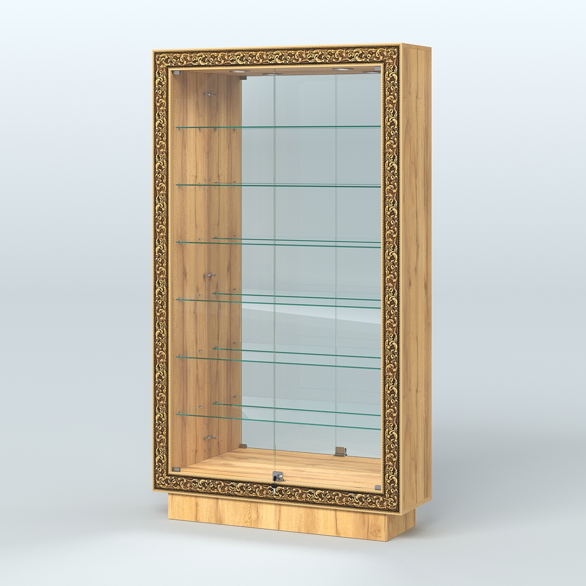 Низкая витрина с декором и узкими полками НБА-11 Дуб Золотистый
