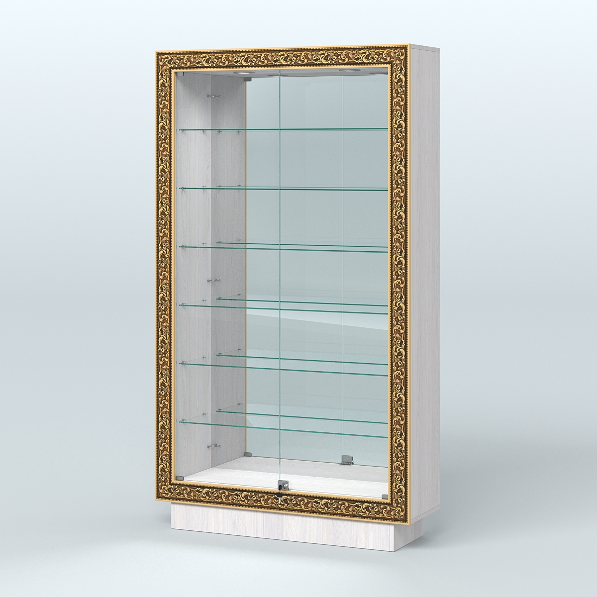 Низкая витрина с декором и узкими полками НБА-11 Ясень Анкор светлый