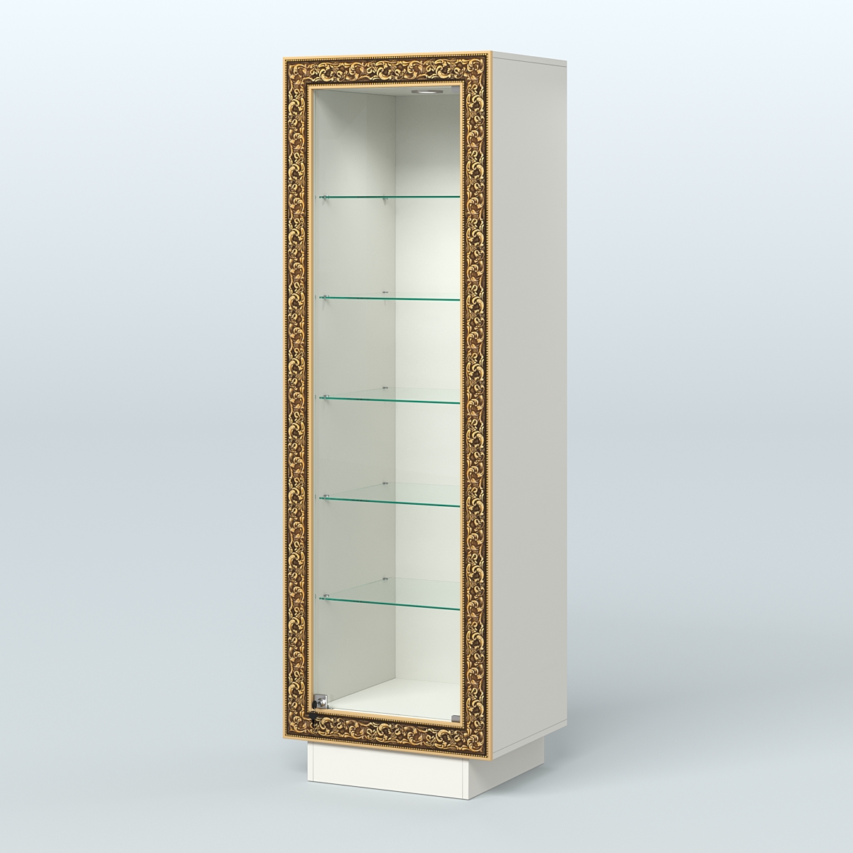 Низкая прямоугольная витрина с декором НБА-501 Белый