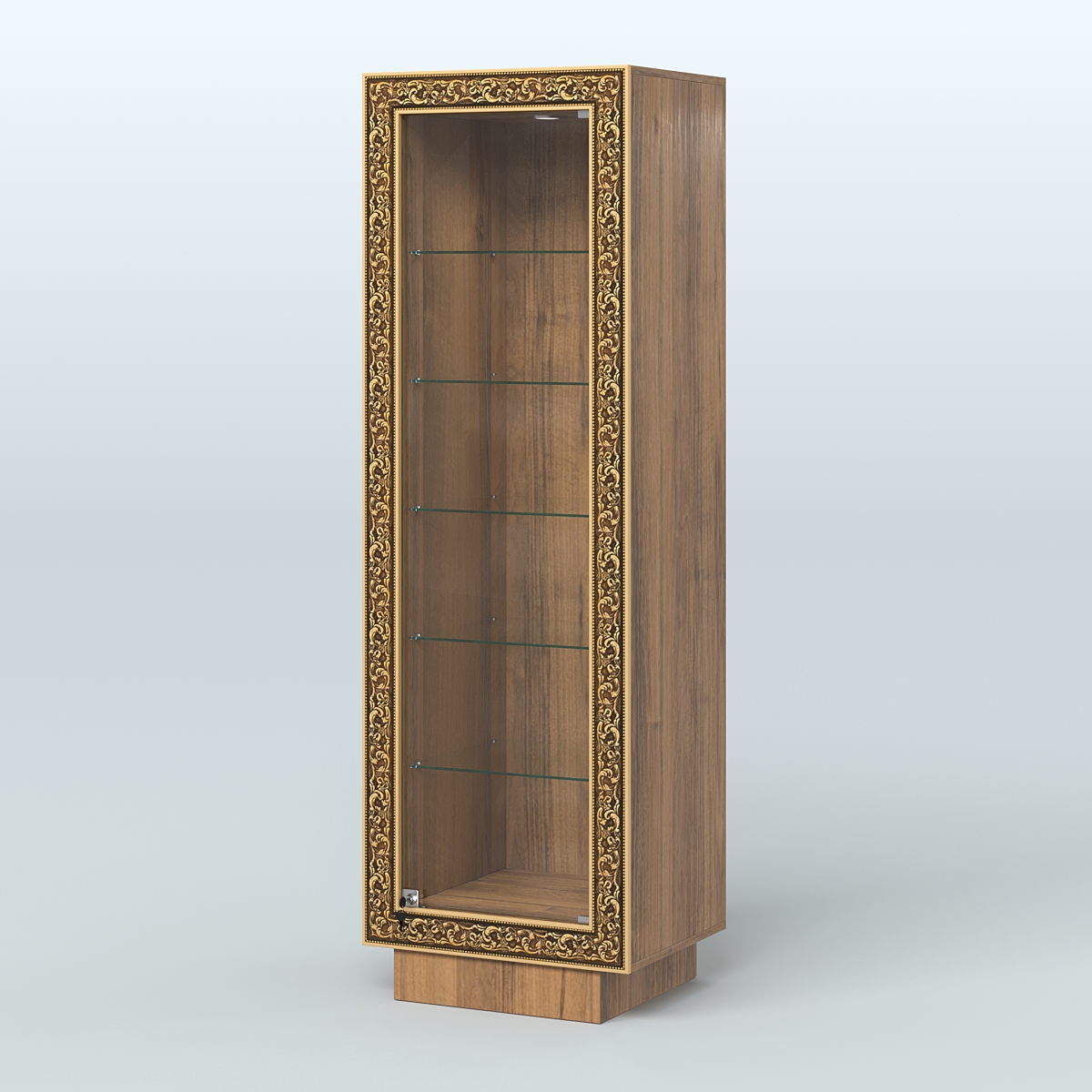 Низкая прямоугольная витрина с декором НБА-501 Орех