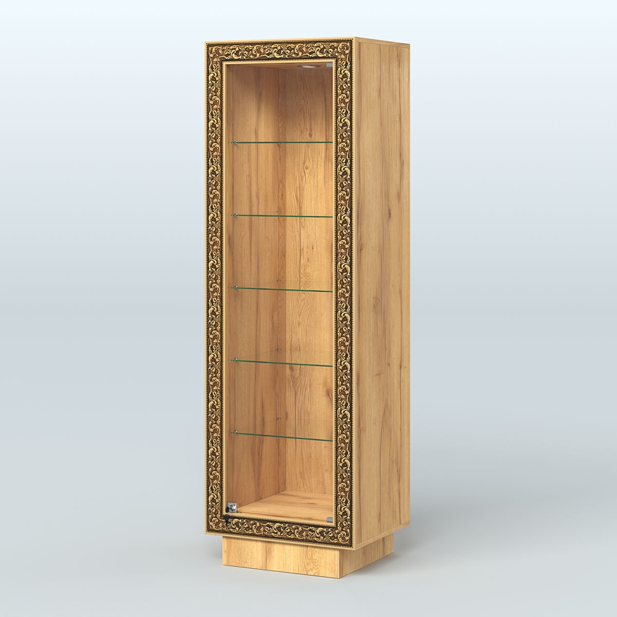 Низкая прямоугольная витрина с декором НБА-501 Дуб Золотистый