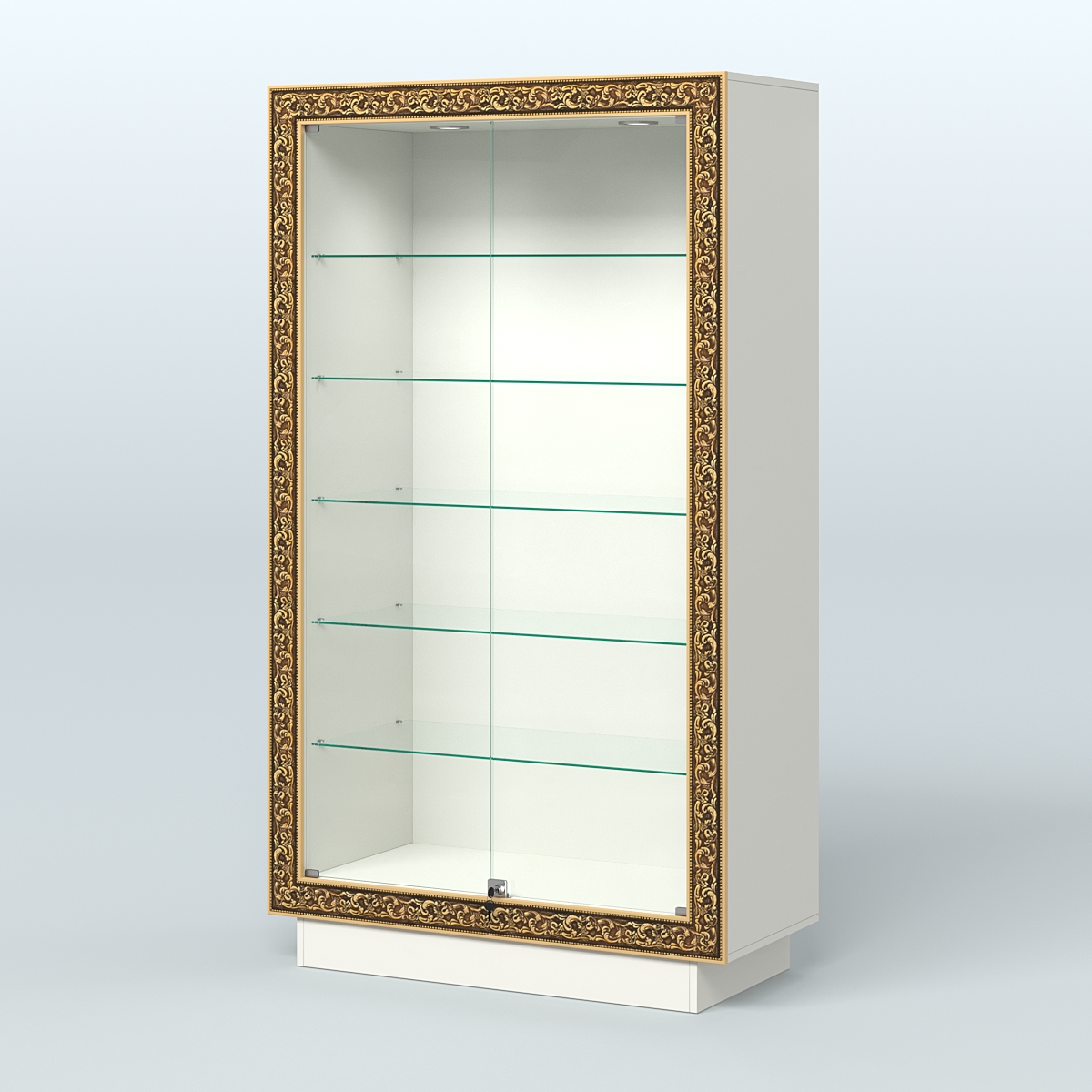 Низкая витрина с декором и прозрачными дверками НБА-505 Белый