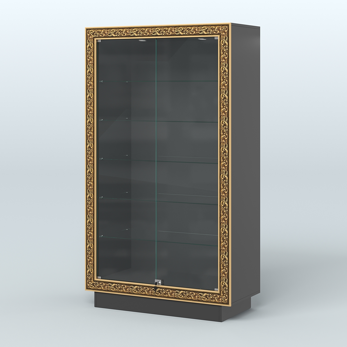 Низкая витрина с декором и прозрачными дверками НБА-505 Черный