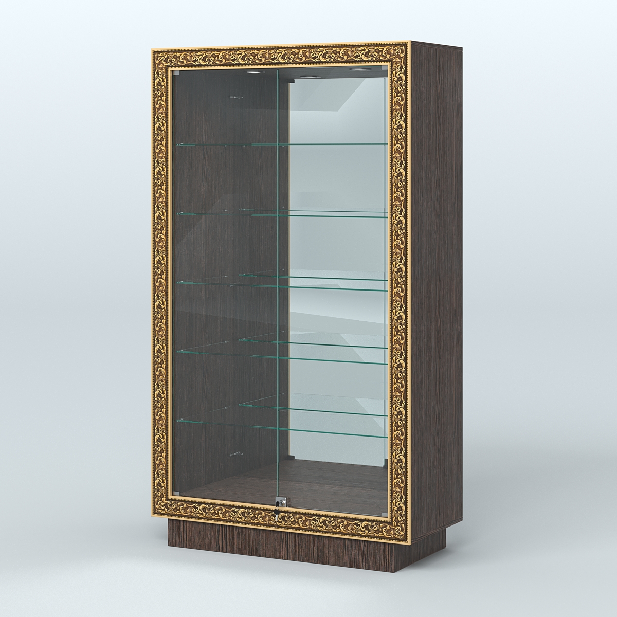 Низкая витрина с декором и задней зеркальной стенкой НБА-507 Дуб Венге