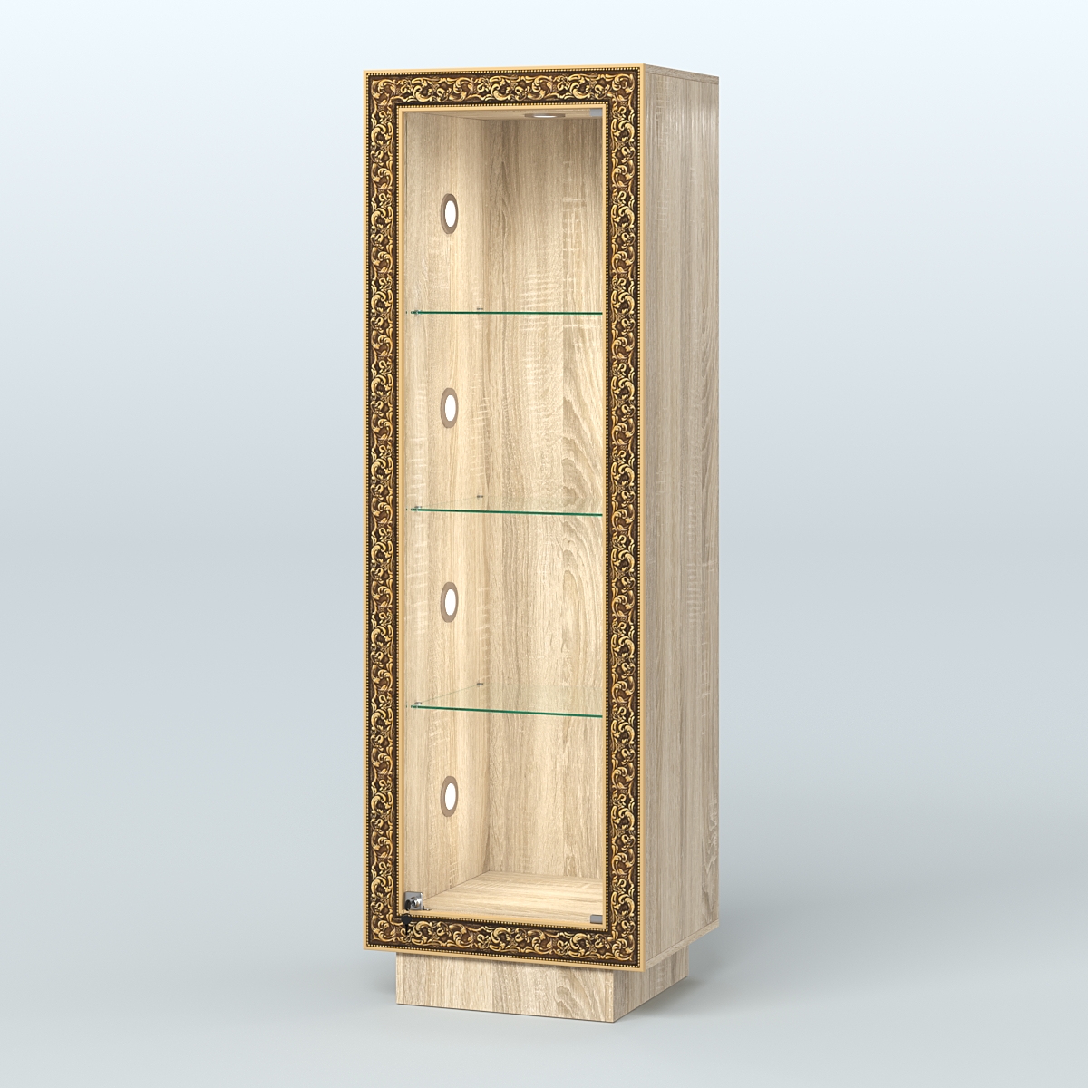 Низкая витрина с декором на цоколе НБА-1С Дуб сонома