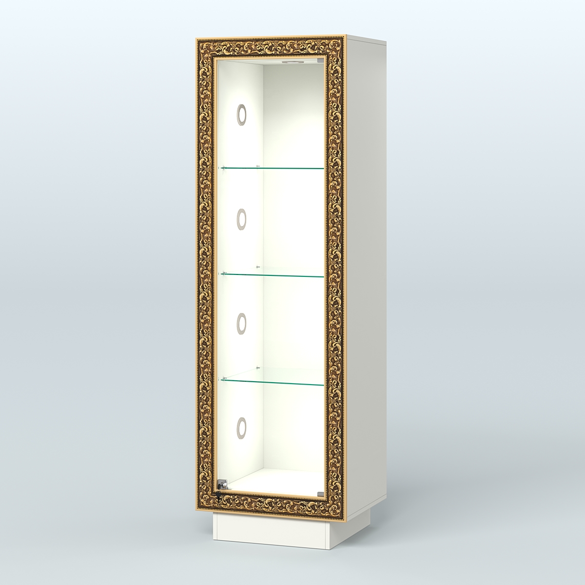 Низкая витрина с декором на цоколе НБА-1С Белый