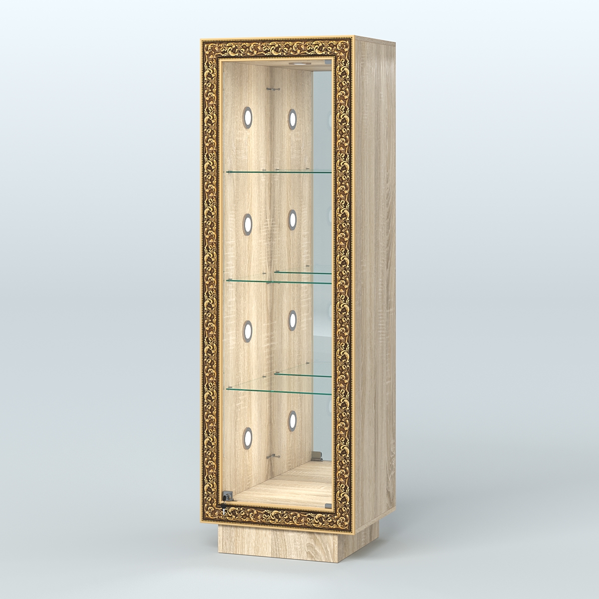 Низкая витрина с декором и диодной подсветкой НБА-3С Дуб сонома