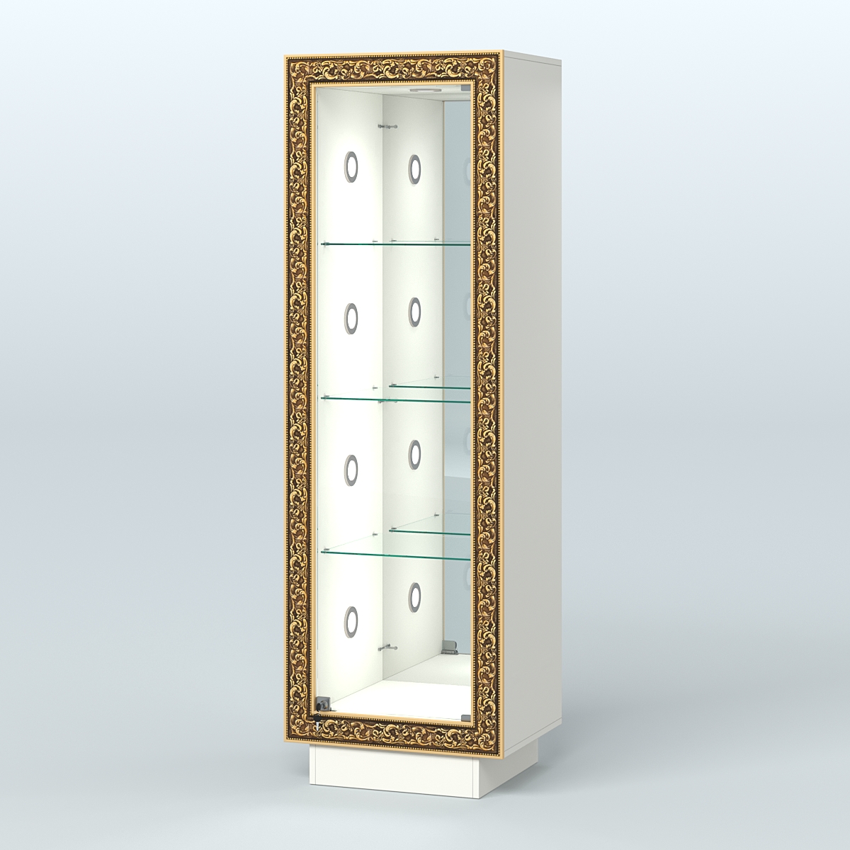 Низкая витрина с декором и диодной подсветкой НБА-3С Белый