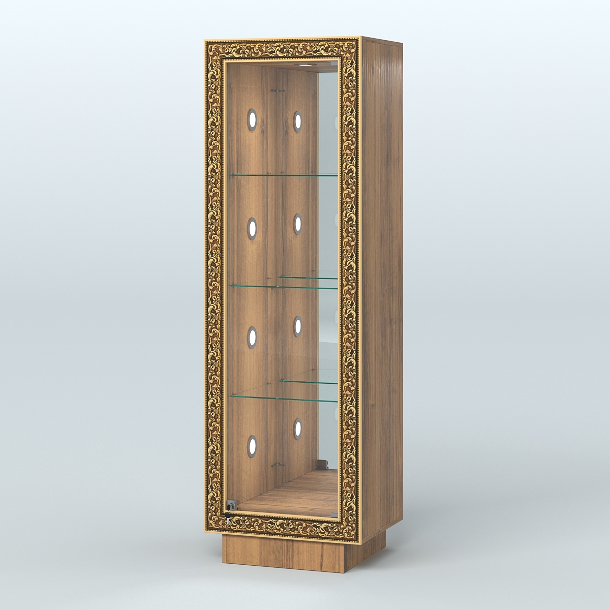 Низкая витрина с декором и диодной подсветкой НБА-3С Орех