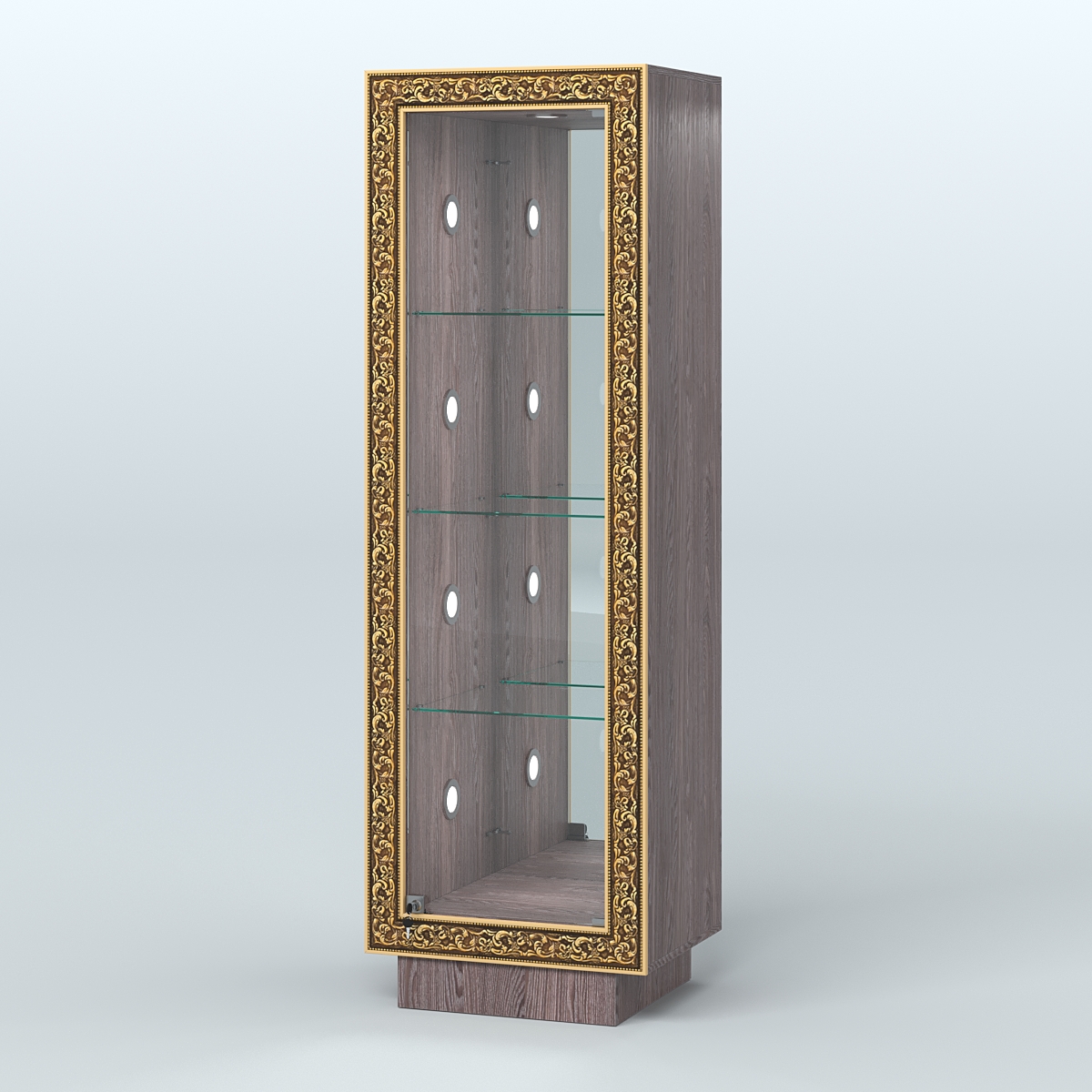 Низкая витрина с декором и диодной подсветкой НБА-3С Ясень Анкор темный