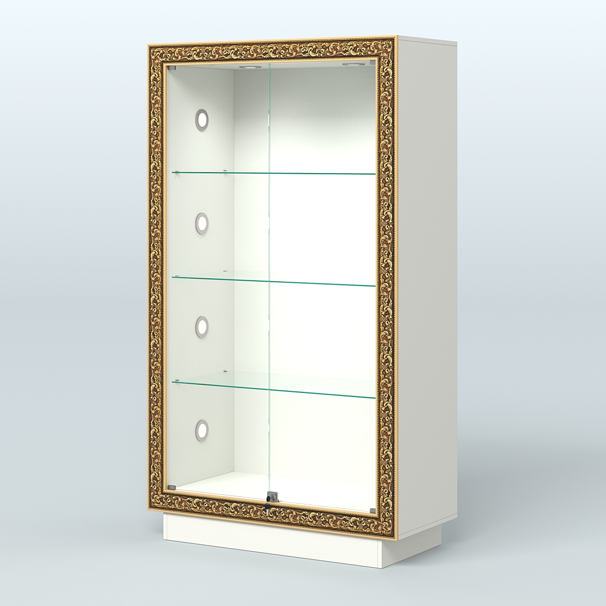 Низкая закрытая витрина с декором НБА-5С Белый