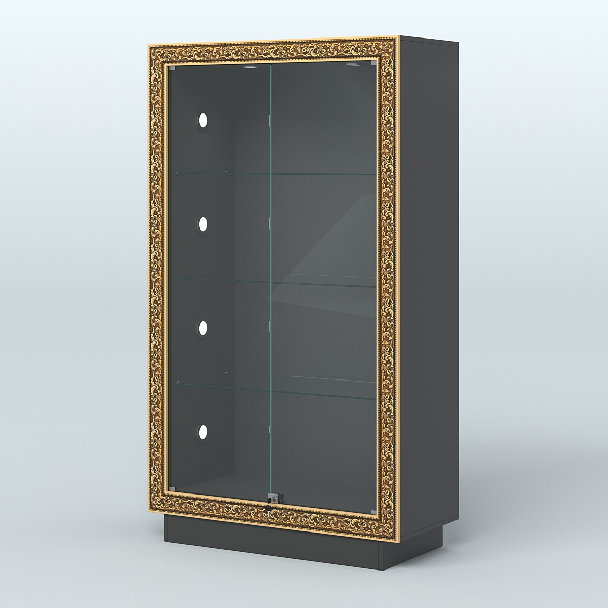 Низкая закрытая витрина с декором НБА-5С Черный