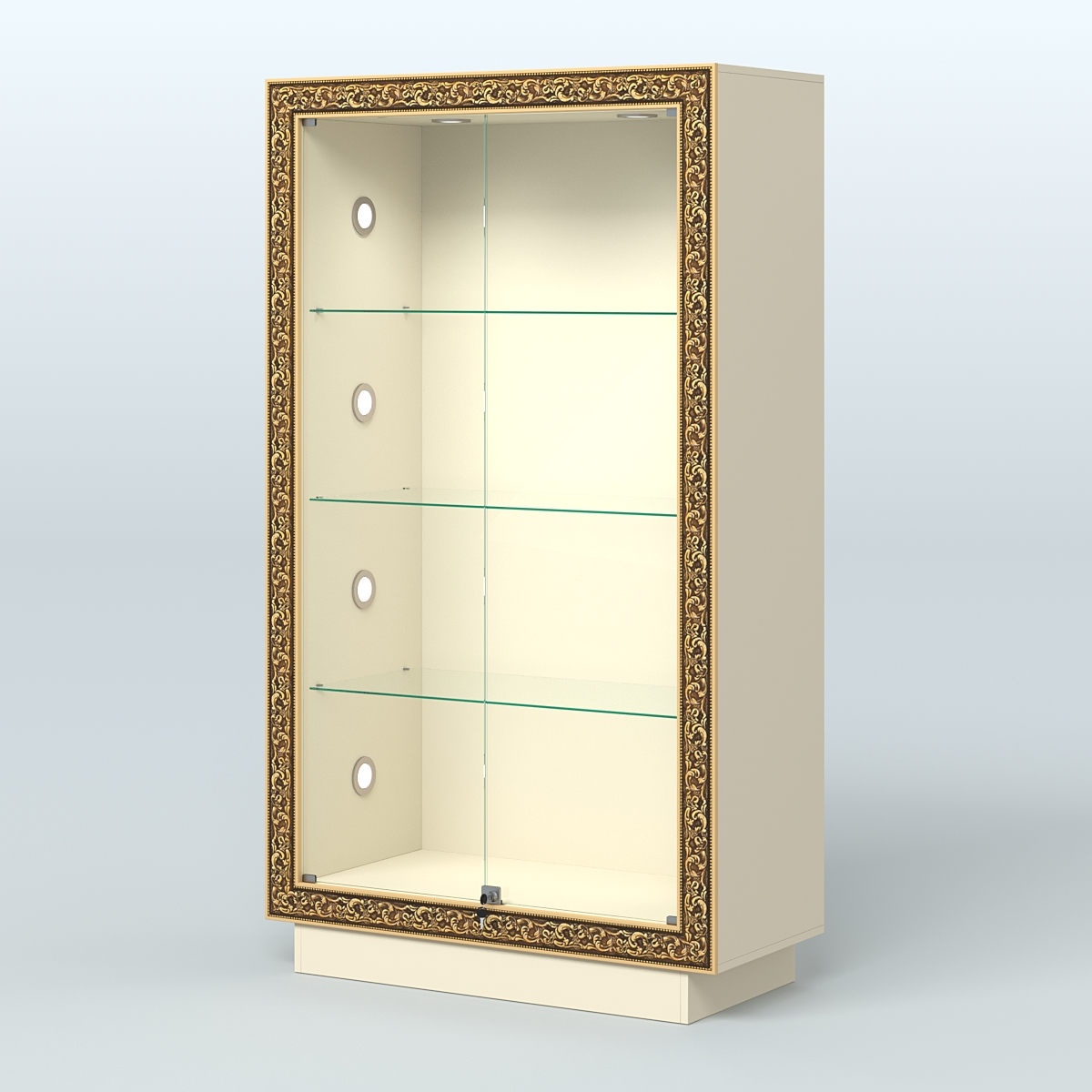 Низкая закрытая витрина с декором НБА-5С Крем Вайс