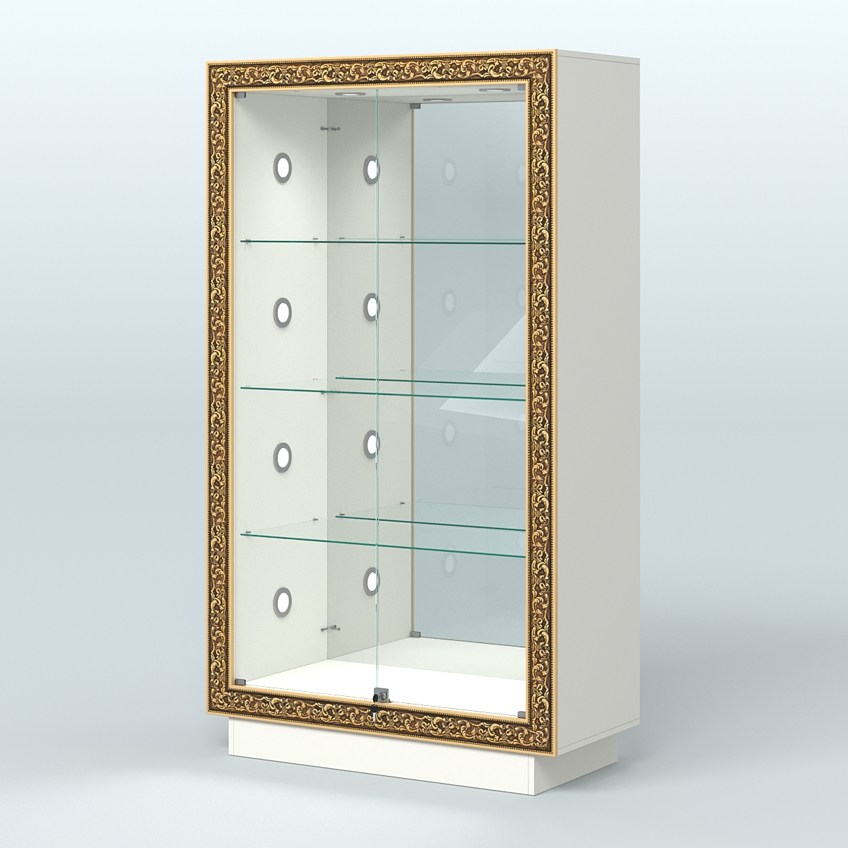 Низкая выставочная витрина с декором НБА-7С Белый