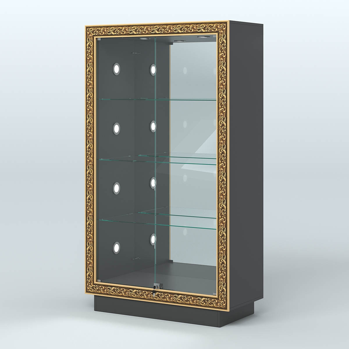 Низкая выставочная витрина с декором НБА-7С Черный