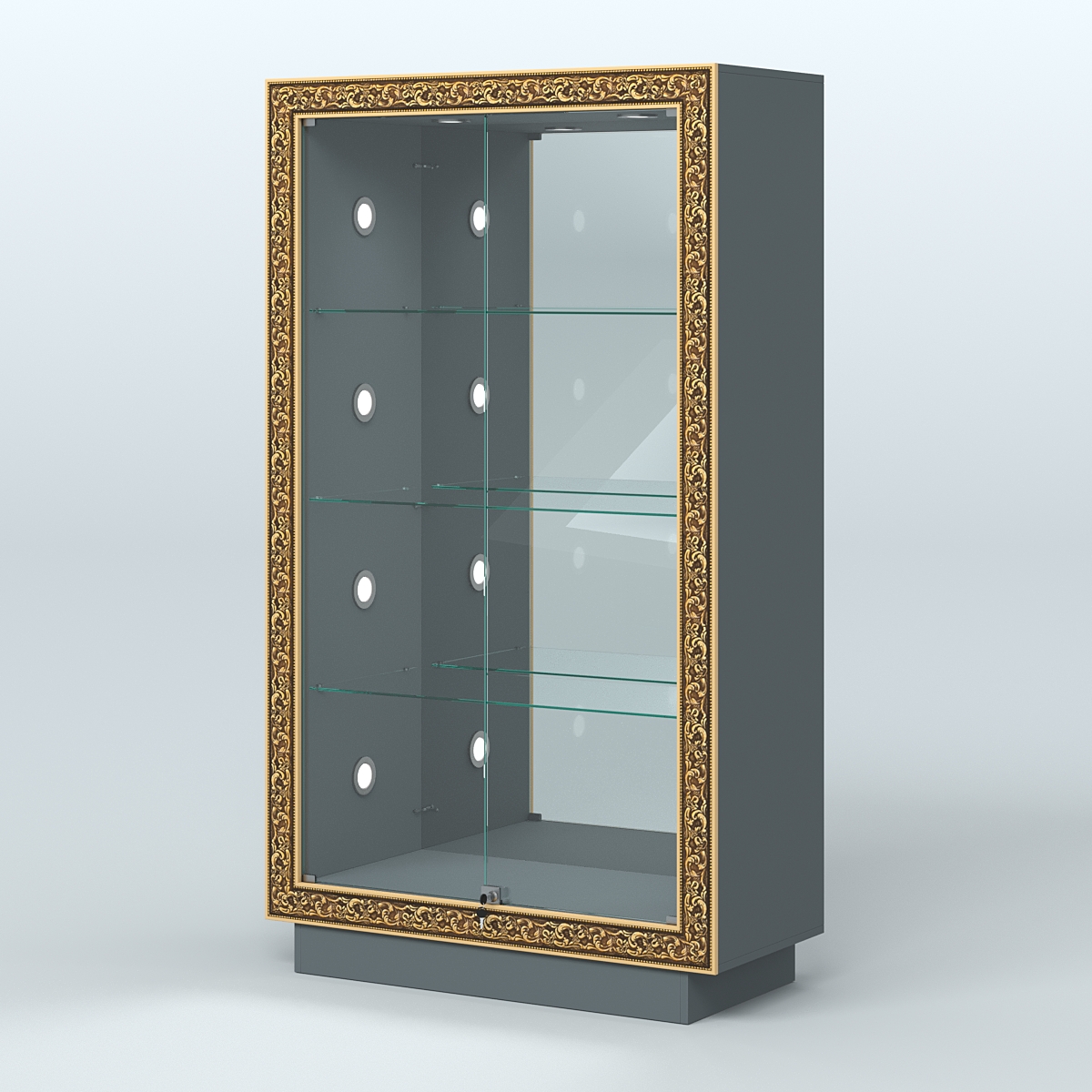 Низкая выставочная витрина с декором НБА-7С Темно-Серый