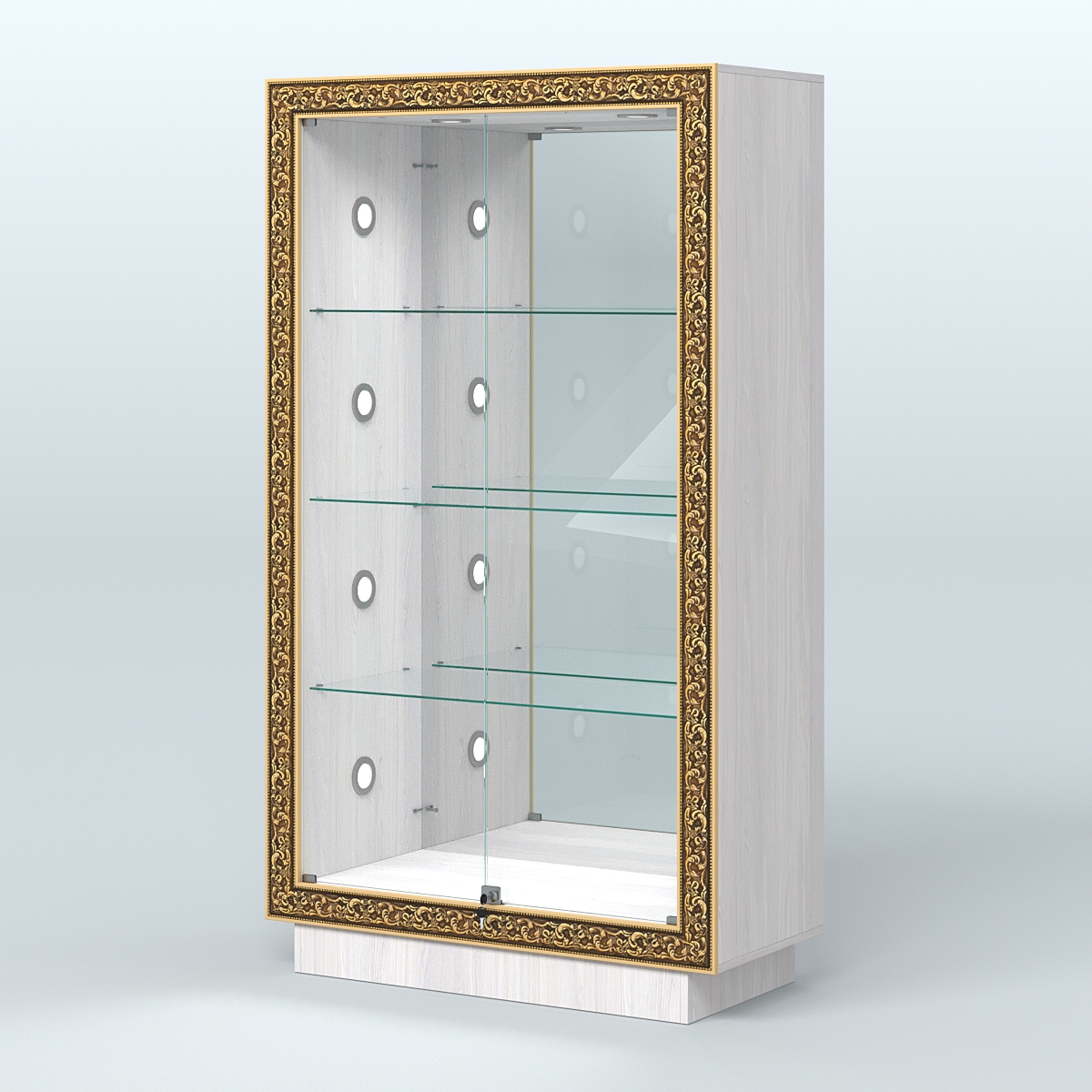 Низкая выставочная витрина с декором НБА-7С Ясень Анкор светлый