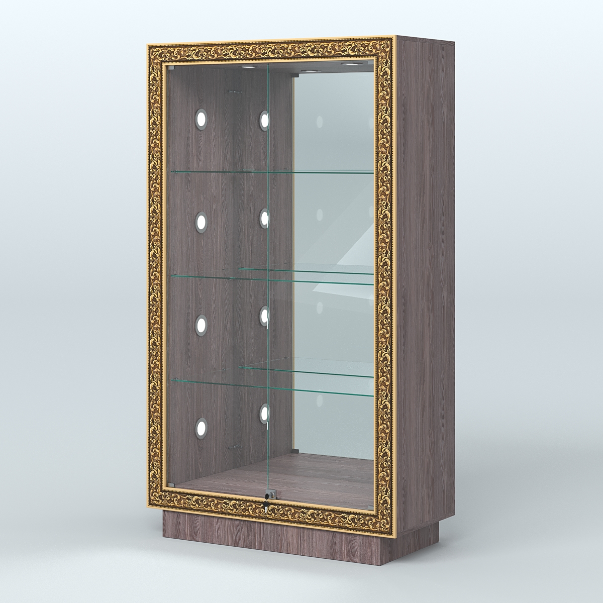 Низкая выставочная витрина с декором НБА-7С Ясень Анкор темный