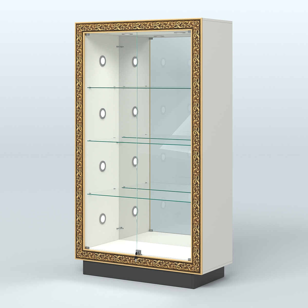 Низкая выставочная витрина с декором НБА-7С Белый и Черный