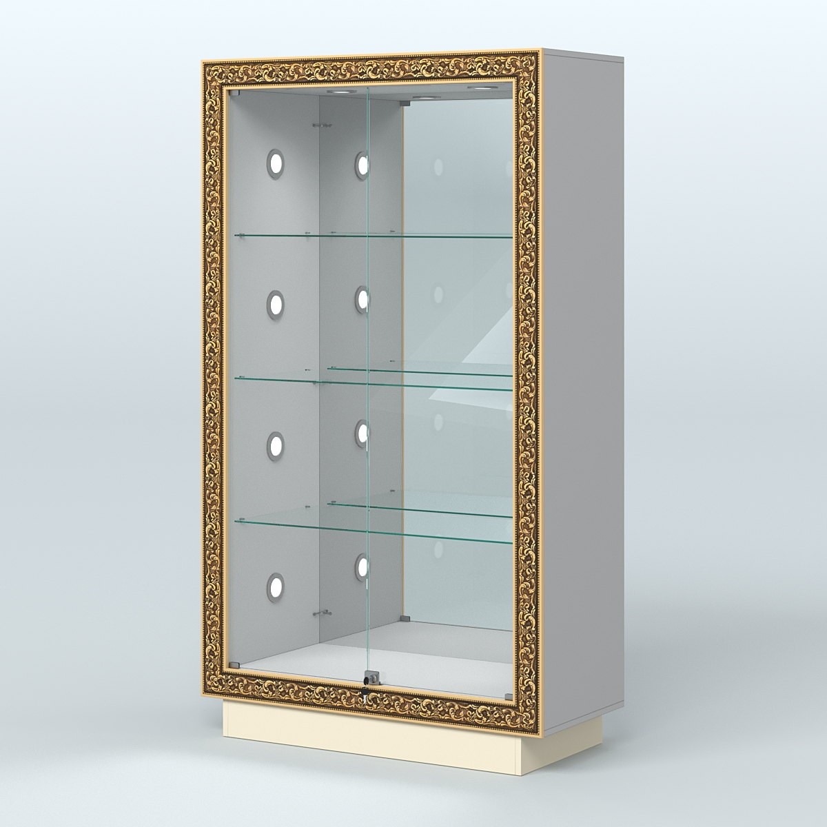 Низкая выставочная витрина с декором НБА-7С Серый + Крем Вайс