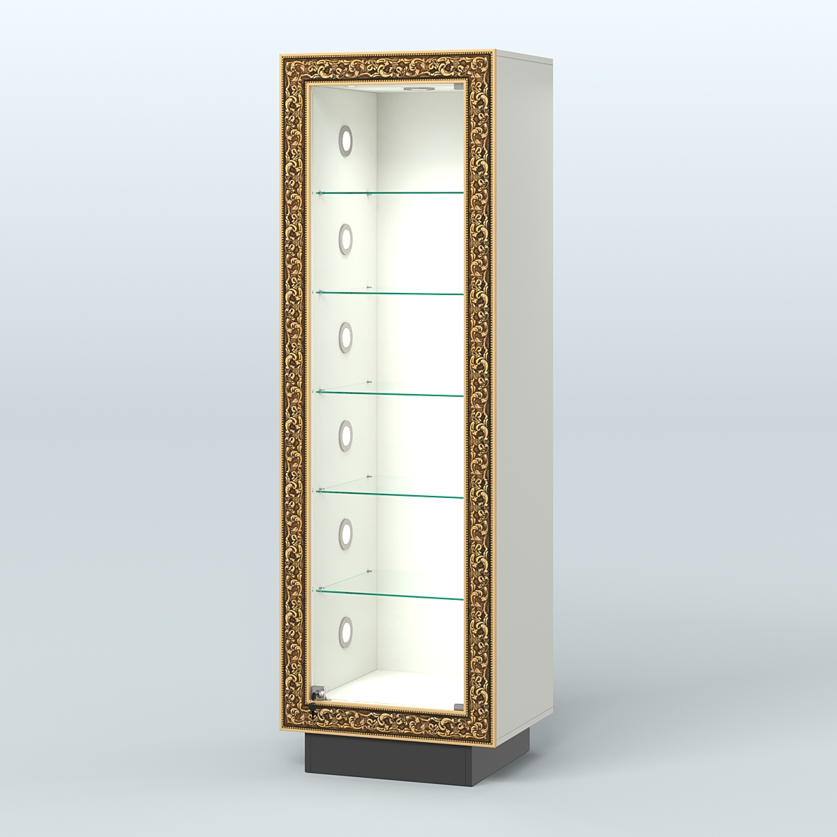 Низкая витрина декорированная НБА-501С Белый и Черный