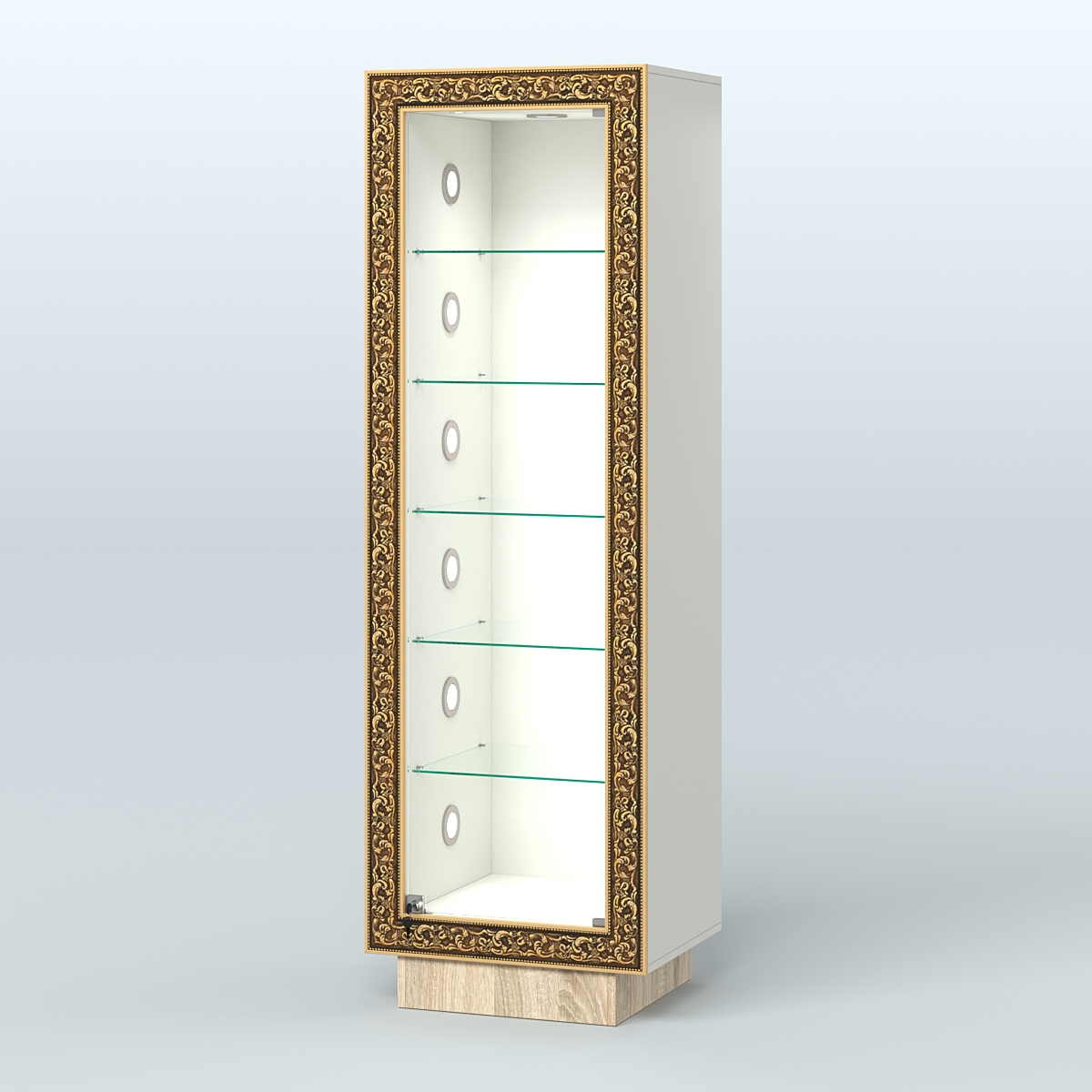 Низкая витрина декорированная НБА-501С Белый + Дуб Сонома